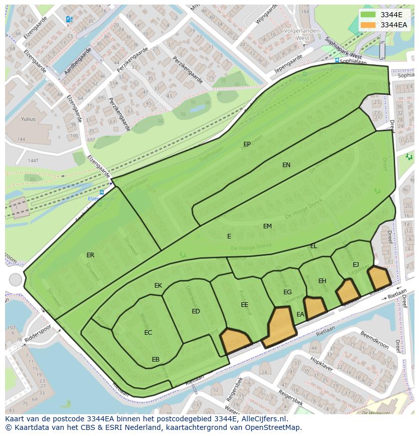 Afbeelding van het postcodegebied 3344 EA op de kaart.