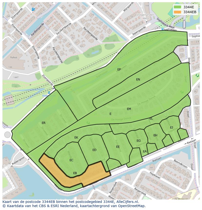 Afbeelding van het postcodegebied 3344 EB op de kaart.
