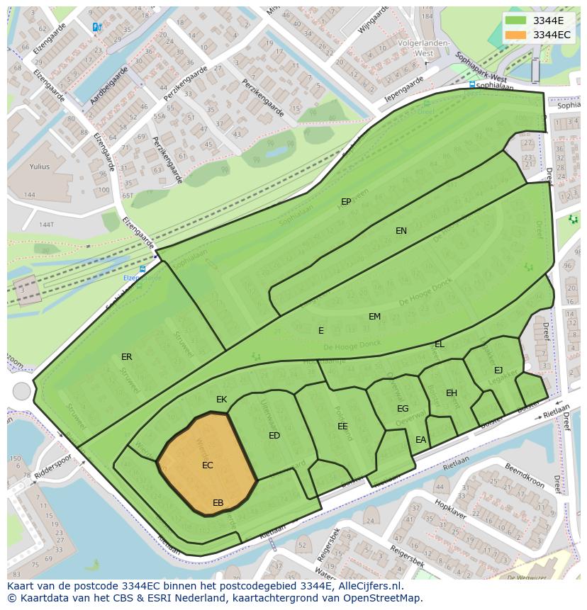 Afbeelding van het postcodegebied 3344 EC op de kaart.
