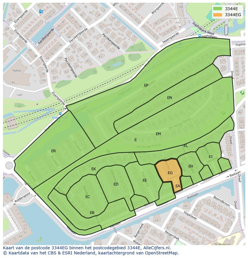 Afbeelding van het postcodegebied 3344 EG op de kaart.