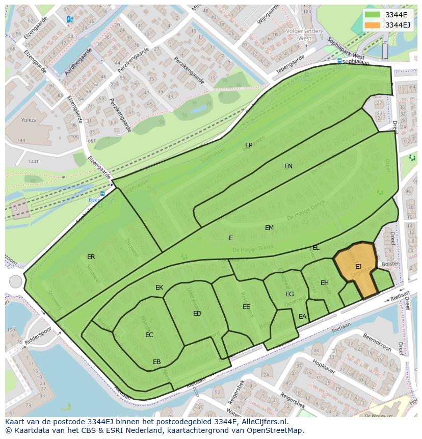 Afbeelding van het postcodegebied 3344 EJ op de kaart.