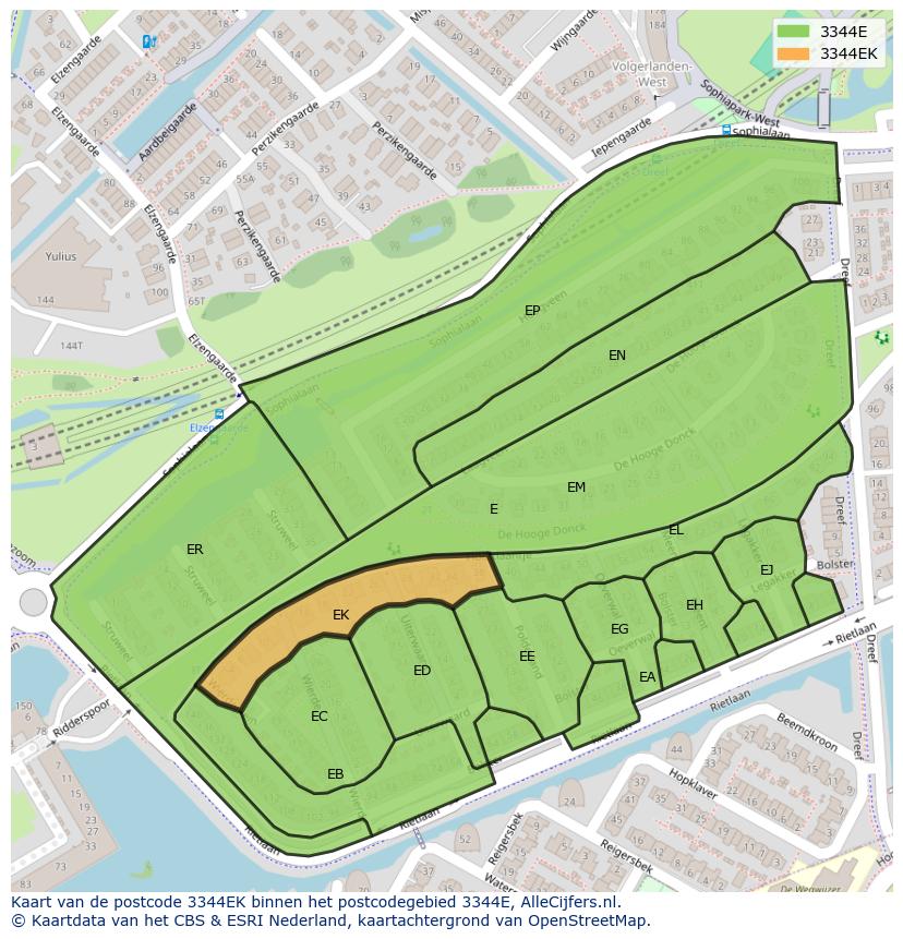 Afbeelding van het postcodegebied 3344 EK op de kaart.