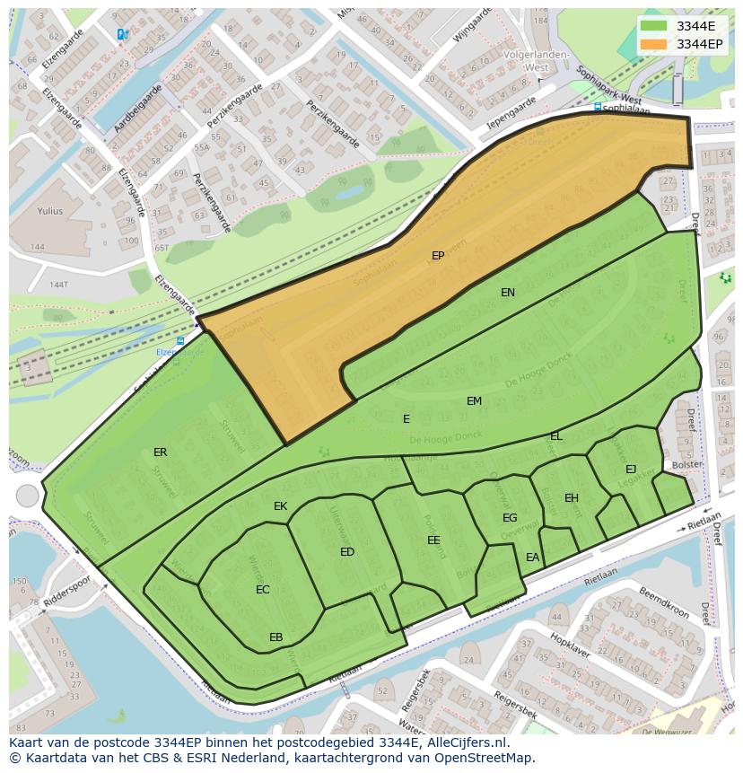 Afbeelding van het postcodegebied 3344 EP op de kaart.