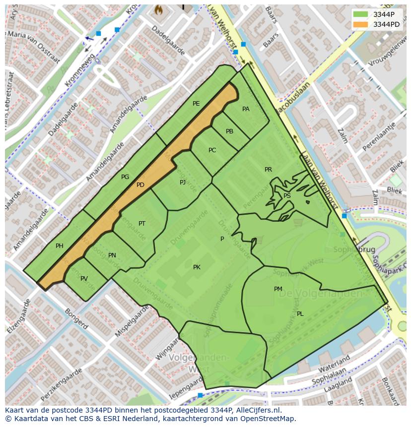 Afbeelding van het postcodegebied 3344 PD op de kaart.