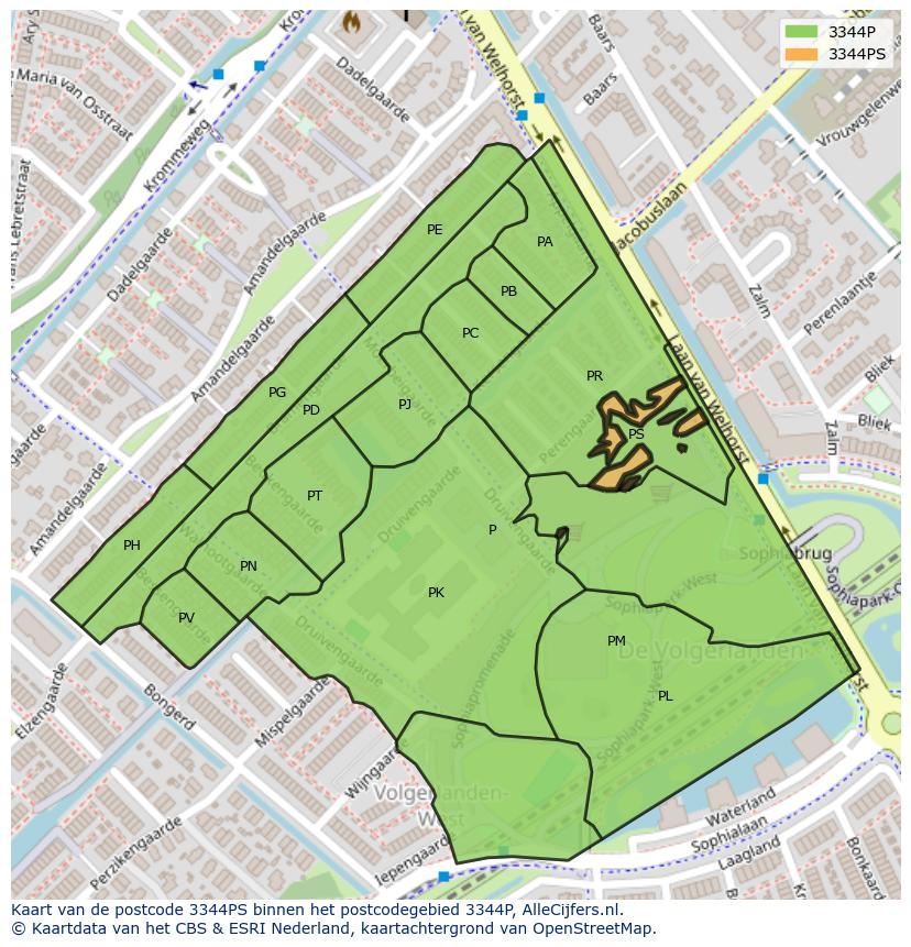 Afbeelding van het postcodegebied 3344 PS op de kaart.