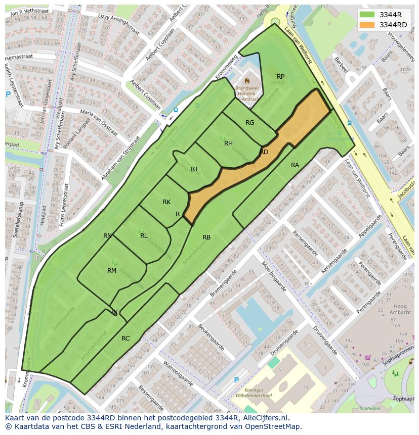 Afbeelding van het postcodegebied 3344 RD op de kaart.