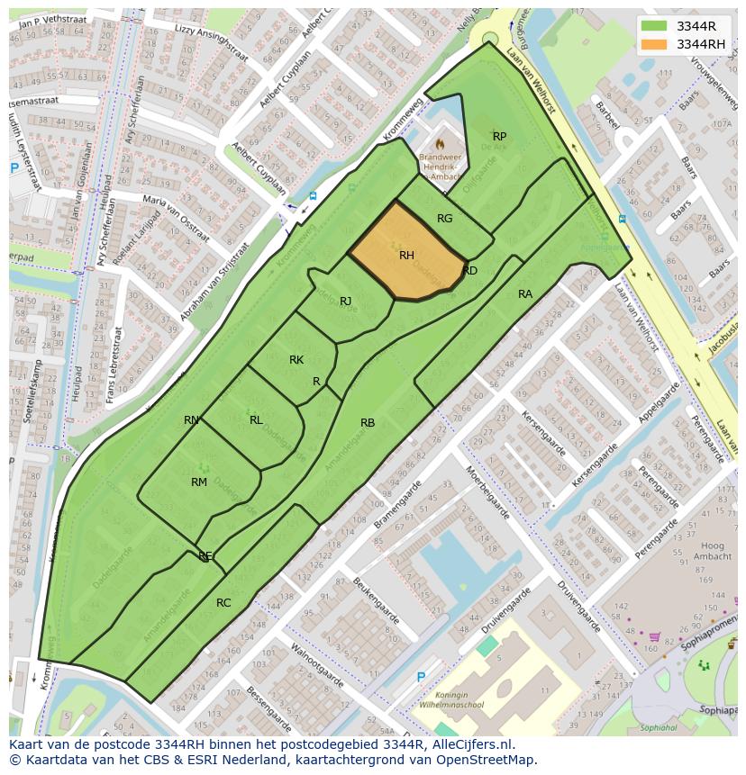 Afbeelding van het postcodegebied 3344 RH op de kaart.