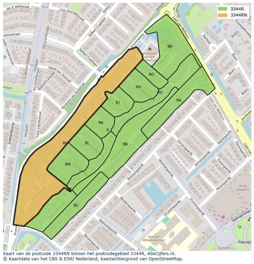 Afbeelding van het postcodegebied 3344 RN op de kaart.