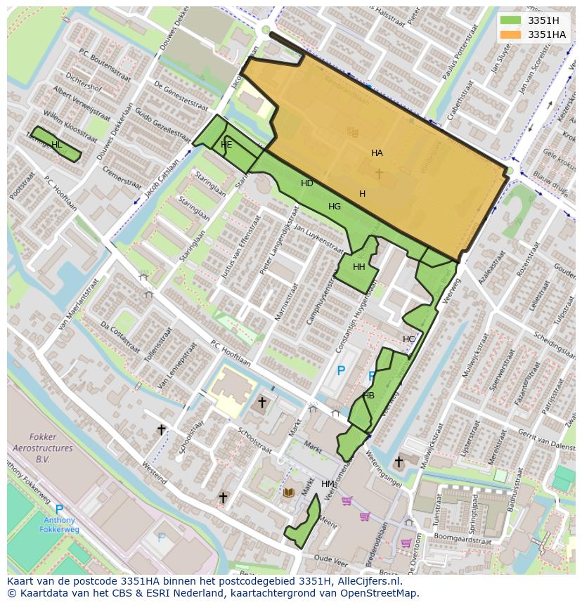 Afbeelding van het postcodegebied 3351 HA op de kaart.