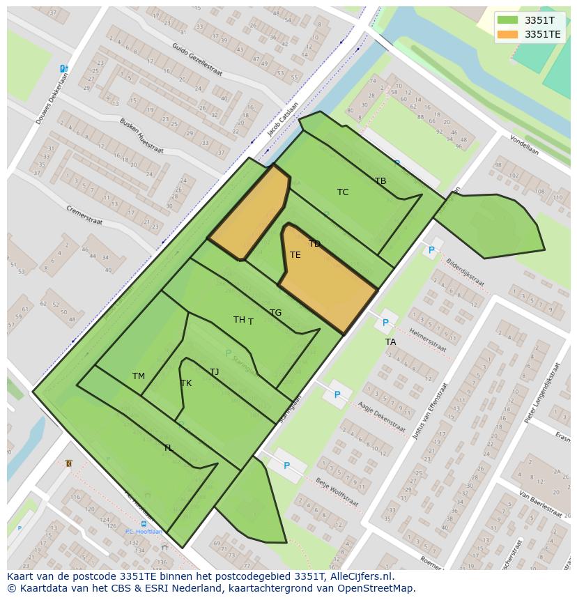 Afbeelding van het postcodegebied 3351 TE op de kaart.