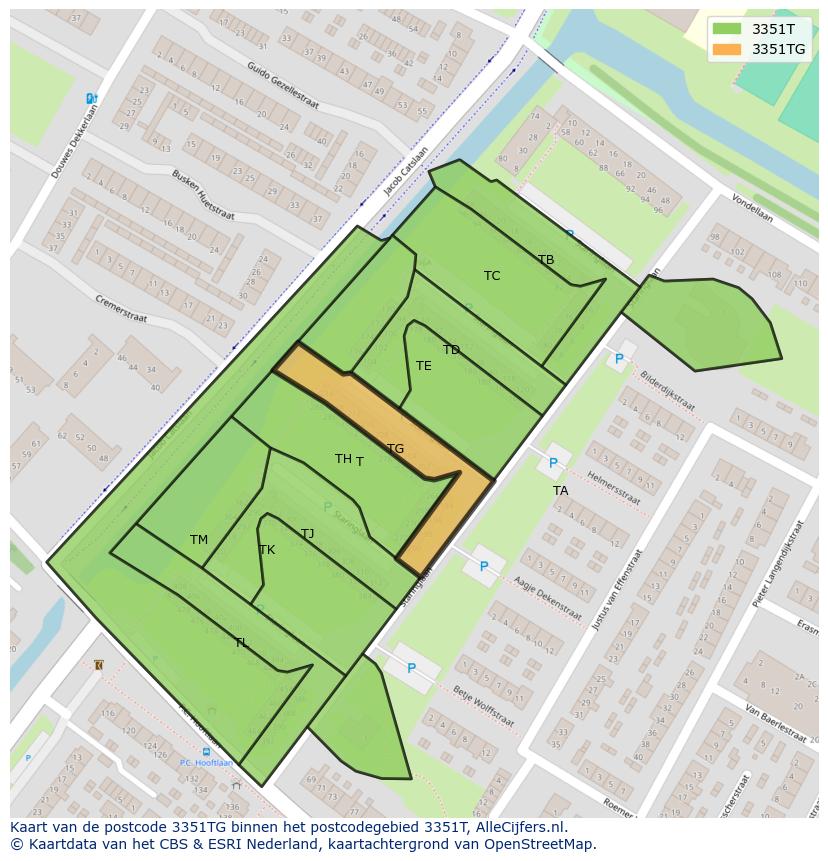 Afbeelding van het postcodegebied 3351 TG op de kaart.