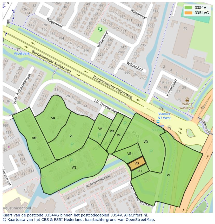 Afbeelding van het postcodegebied 3354 VG op de kaart.