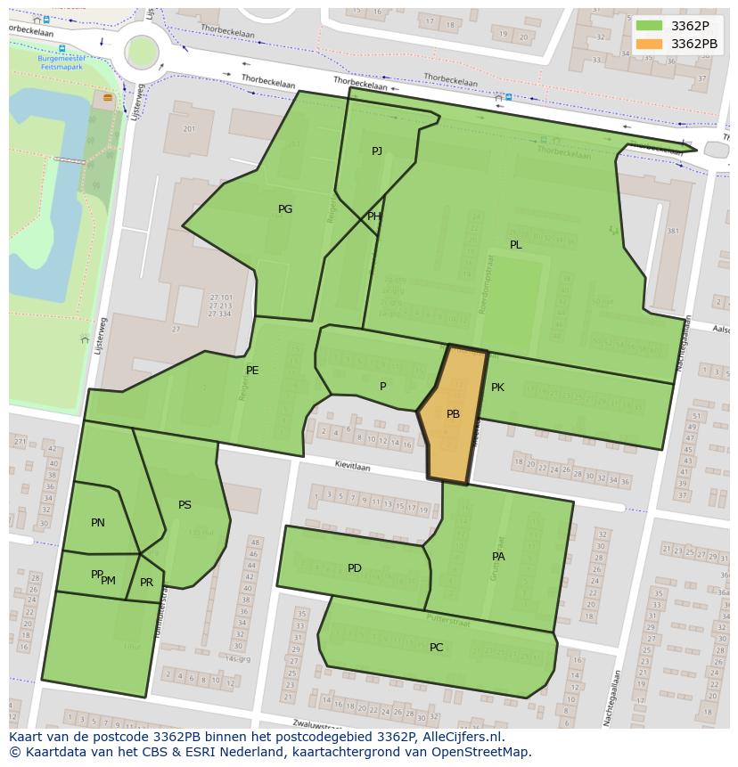 Afbeelding van het postcodegebied 3362 PB op de kaart.