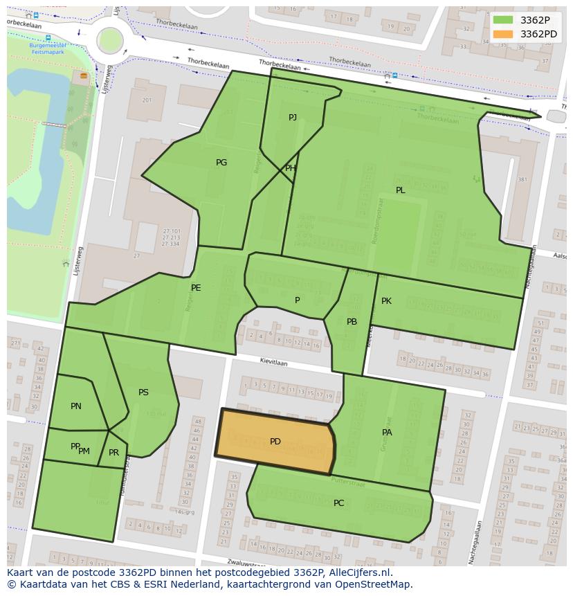 Afbeelding van het postcodegebied 3362 PD op de kaart.