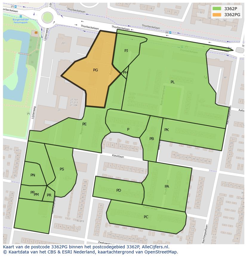 Afbeelding van het postcodegebied 3362 PG op de kaart.