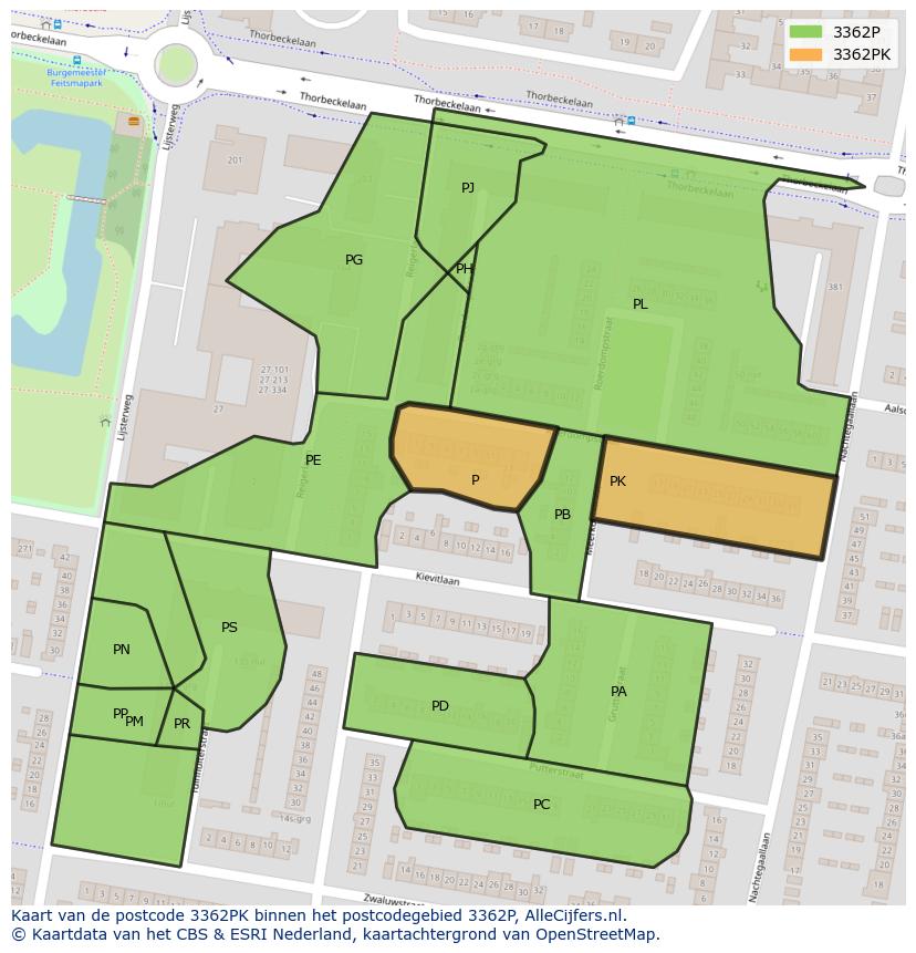 Afbeelding van het postcodegebied 3362 PK op de kaart.