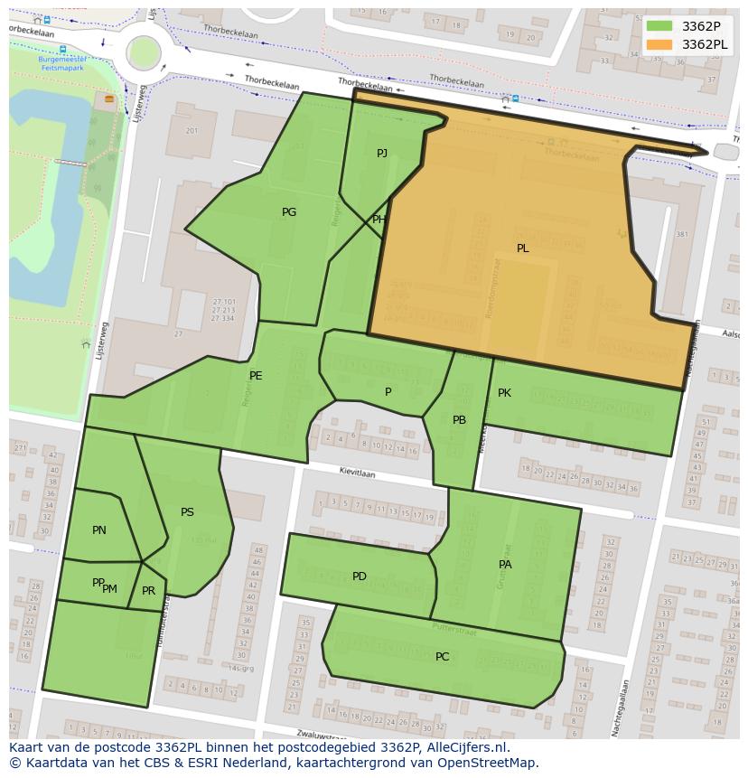 Afbeelding van het postcodegebied 3362 PL op de kaart.