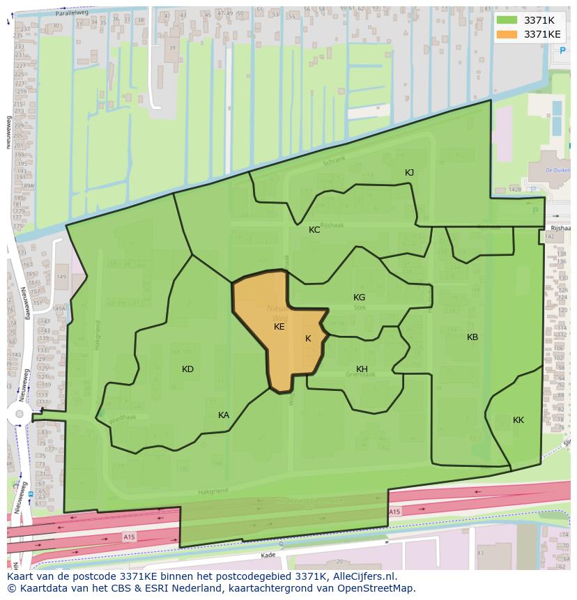Afbeelding van het postcodegebied 3371 KE op de kaart.
