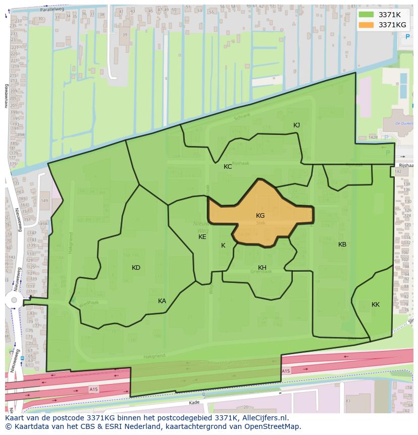 Afbeelding van het postcodegebied 3371 KG op de kaart.