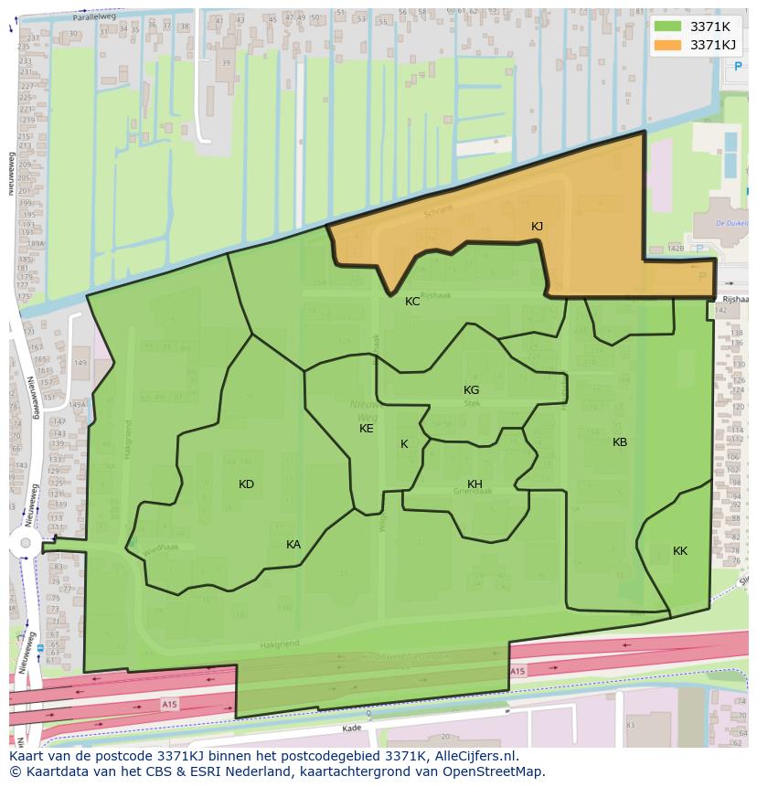 Afbeelding van het postcodegebied 3371 KJ op de kaart.