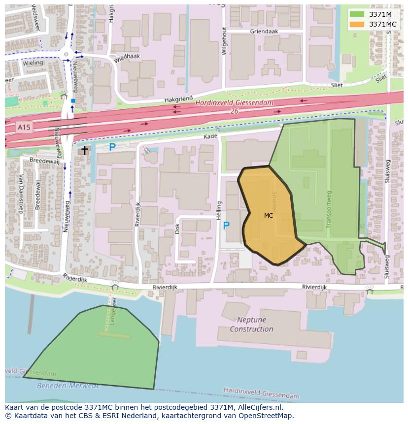 Afbeelding van het postcodegebied 3371 MC op de kaart.