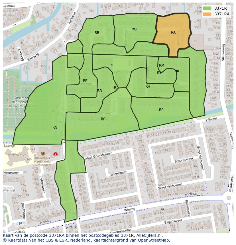 Afbeelding van het postcodegebied 3371 RA op de kaart.