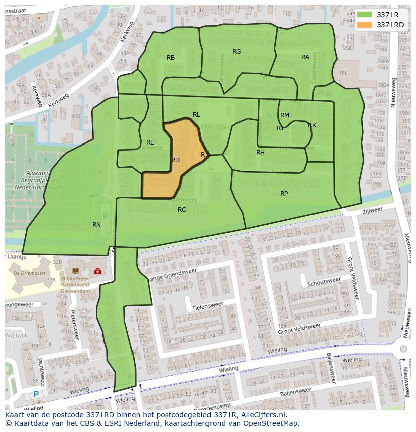 Afbeelding van het postcodegebied 3371 RD op de kaart.