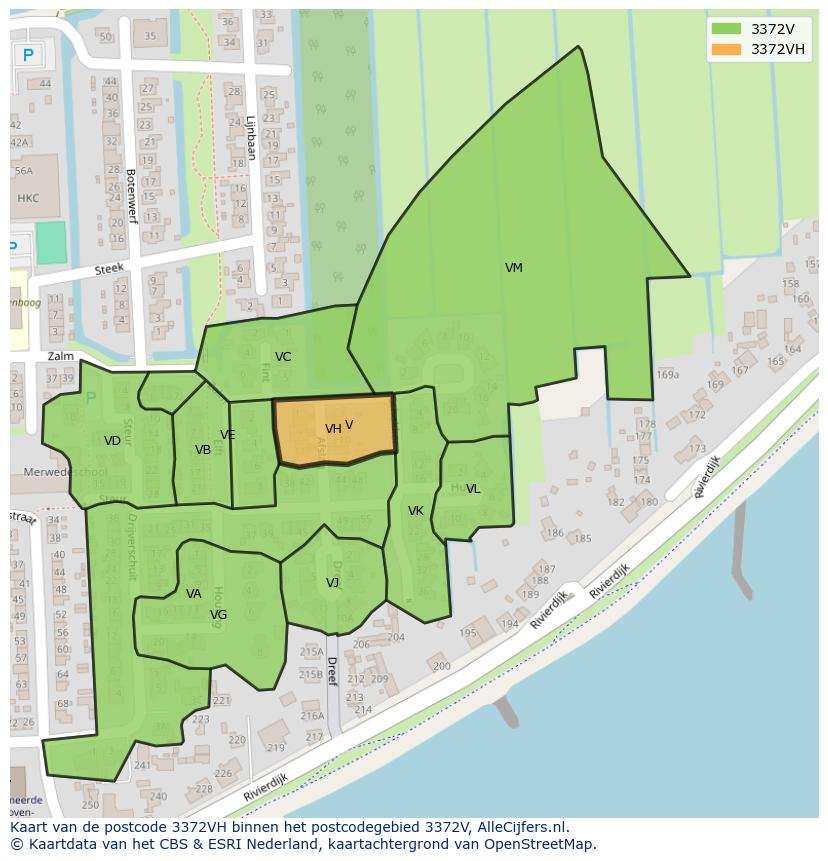 Afbeelding van het postcodegebied 3372 VH op de kaart.
