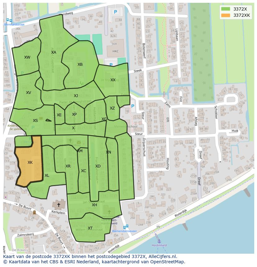 Afbeelding van het postcodegebied 3372 XK op de kaart.
