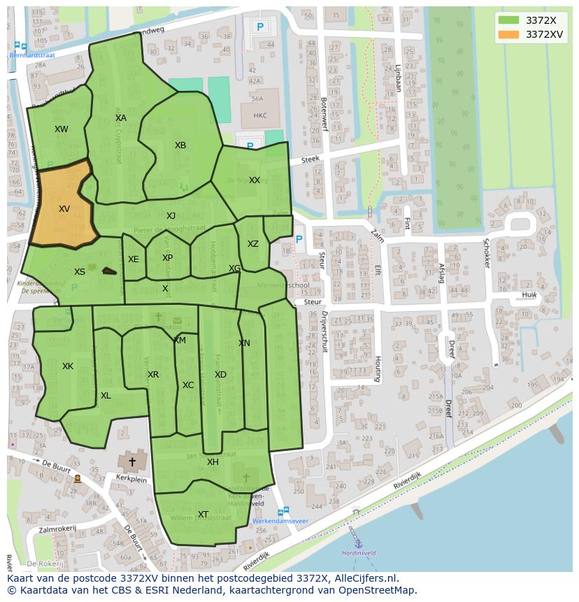 Afbeelding van het postcodegebied 3372 XV op de kaart.