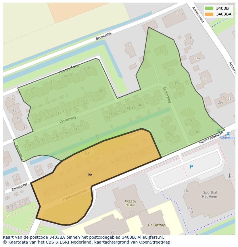 Afbeelding van het postcodegebied 3403 BA op de kaart.