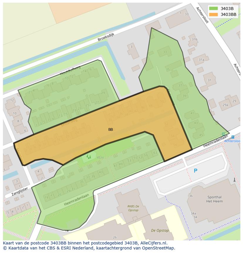 Afbeelding van het postcodegebied 3403 BB op de kaart.