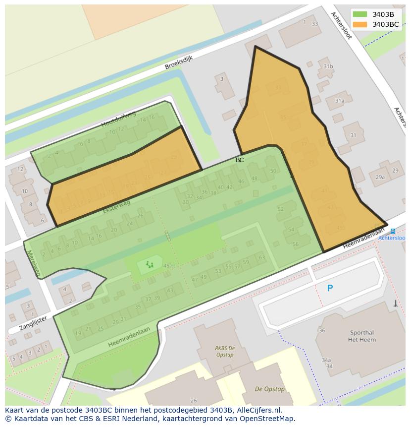 Afbeelding van het postcodegebied 3403 BC op de kaart.