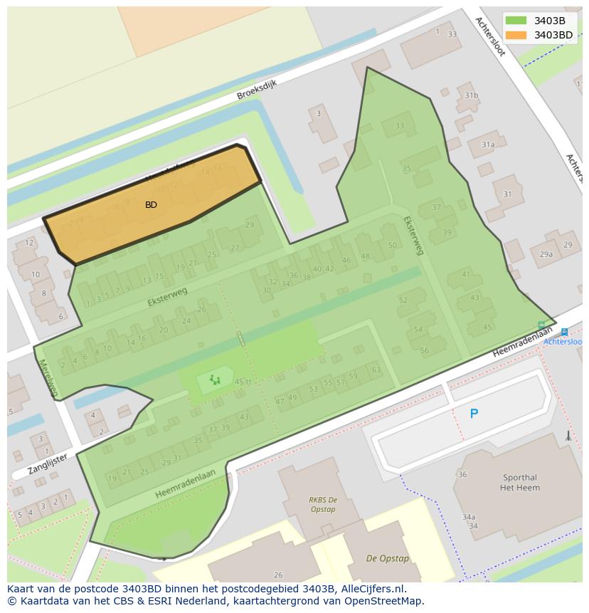 Afbeelding van het postcodegebied 3403 BD op de kaart.