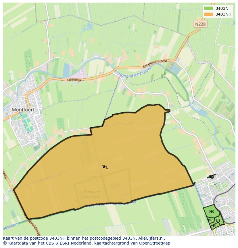 Afbeelding van het postcodegebied 3403 NH op de kaart.