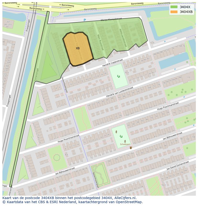 Afbeelding van het postcodegebied 3404 XB op de kaart.