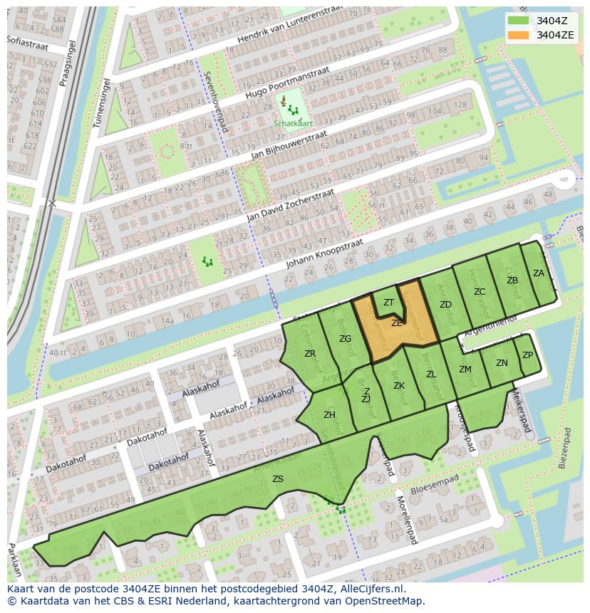 Afbeelding van het postcodegebied 3404 ZE op de kaart.