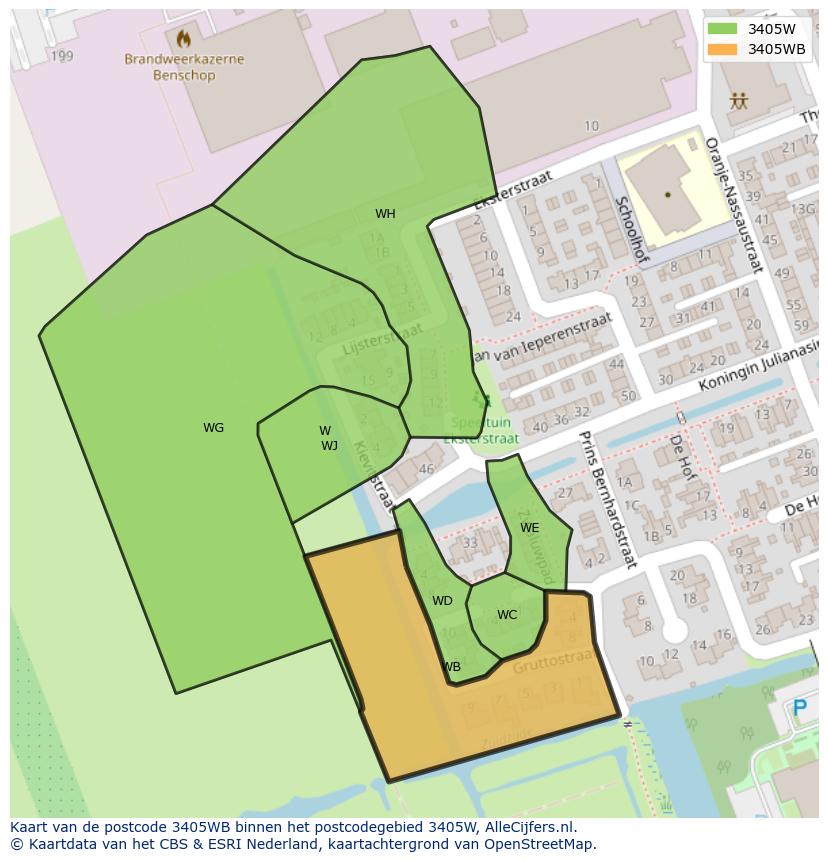 Afbeelding van het postcodegebied 3405 WB op de kaart.
