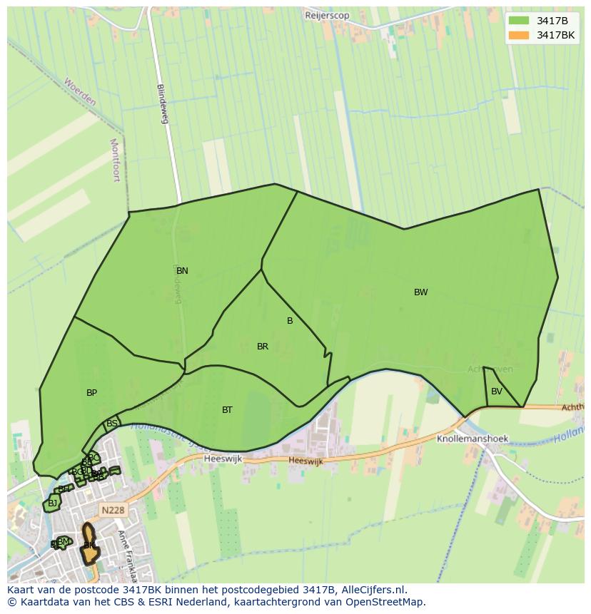 Afbeelding van het postcodegebied 3417 BK op de kaart.