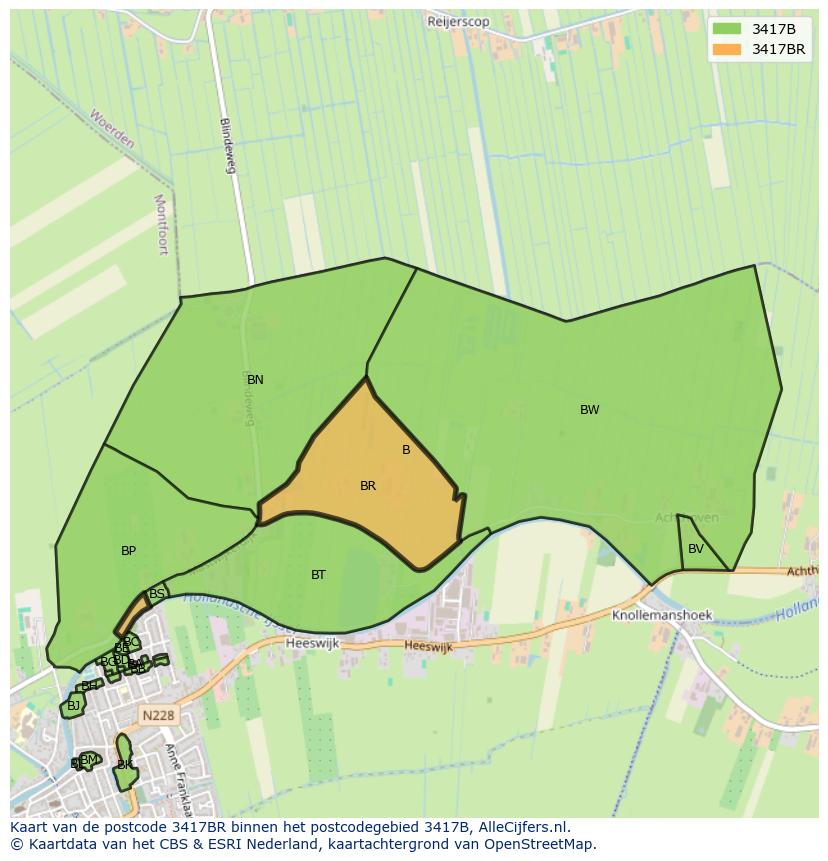 Afbeelding van het postcodegebied 3417 BR op de kaart.