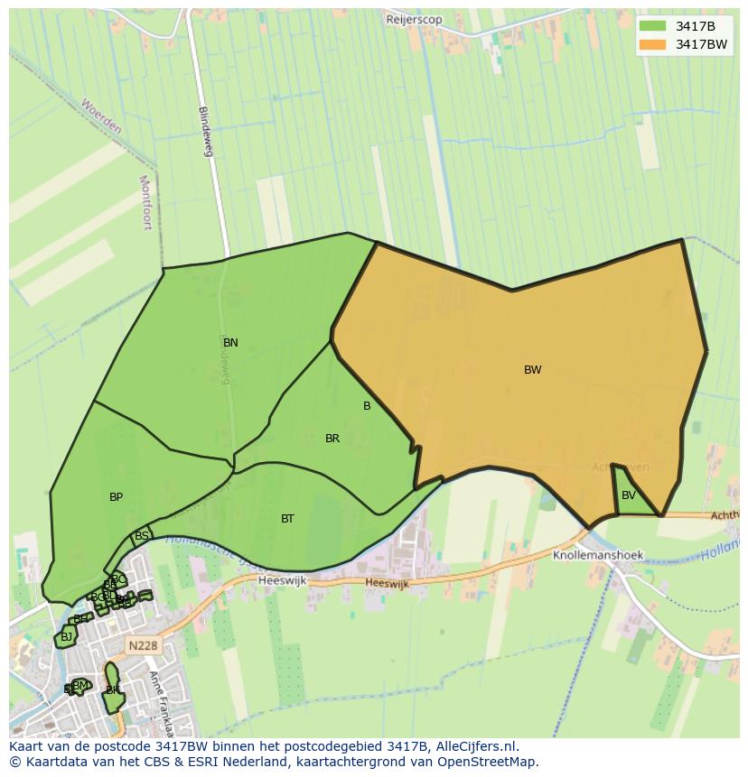Afbeelding van het postcodegebied 3417 BW op de kaart.
