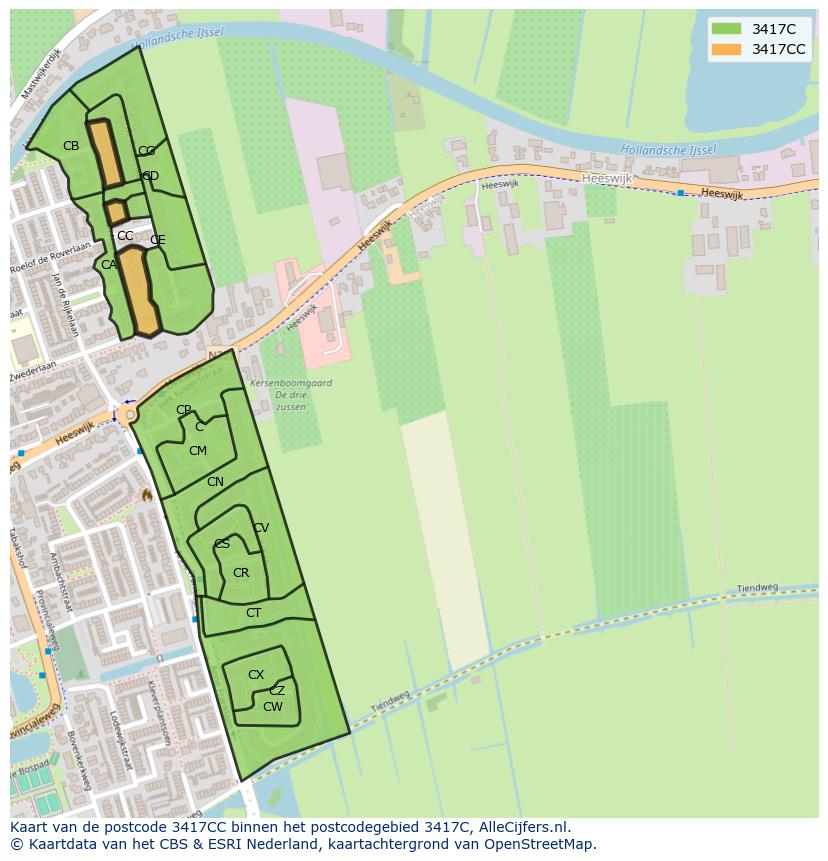 Afbeelding van het postcodegebied 3417 CC op de kaart.