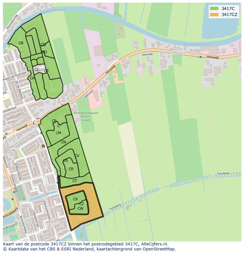 Afbeelding van het postcodegebied 3417 CZ op de kaart.