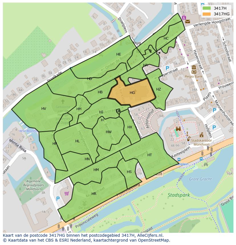 Afbeelding van het postcodegebied 3417 HG op de kaart.