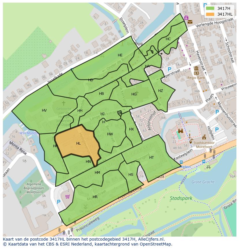 Afbeelding van het postcodegebied 3417 HL op de kaart.
