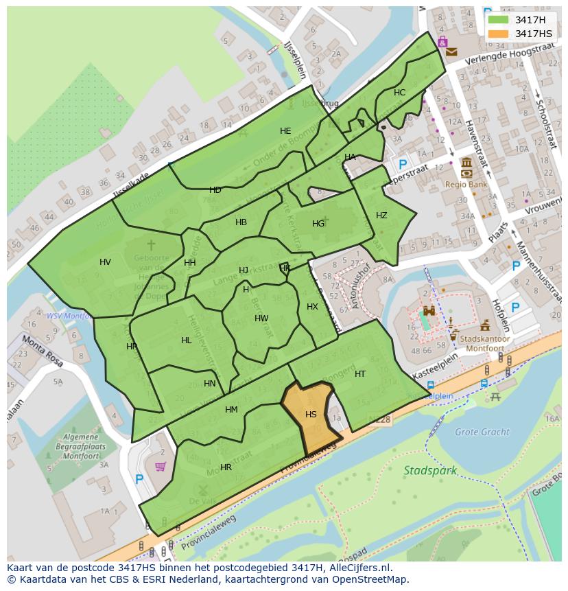 Afbeelding van het postcodegebied 3417 HS op de kaart.