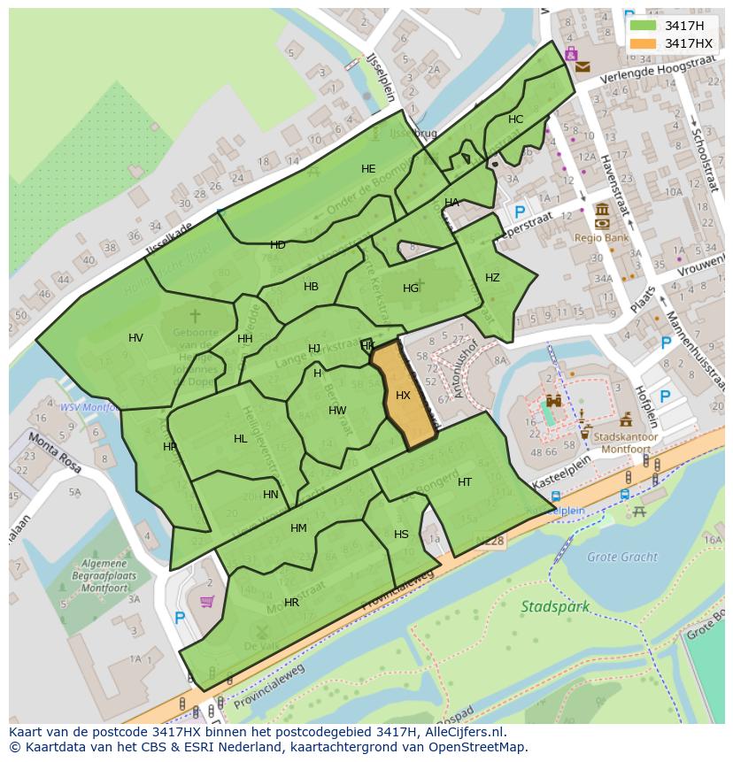 Afbeelding van het postcodegebied 3417 HX op de kaart.