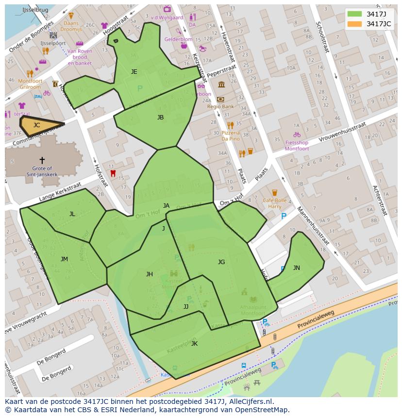 Afbeelding van het postcodegebied 3417 JC op de kaart.