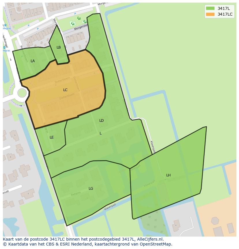 Afbeelding van het postcodegebied 3417 LC op de kaart.