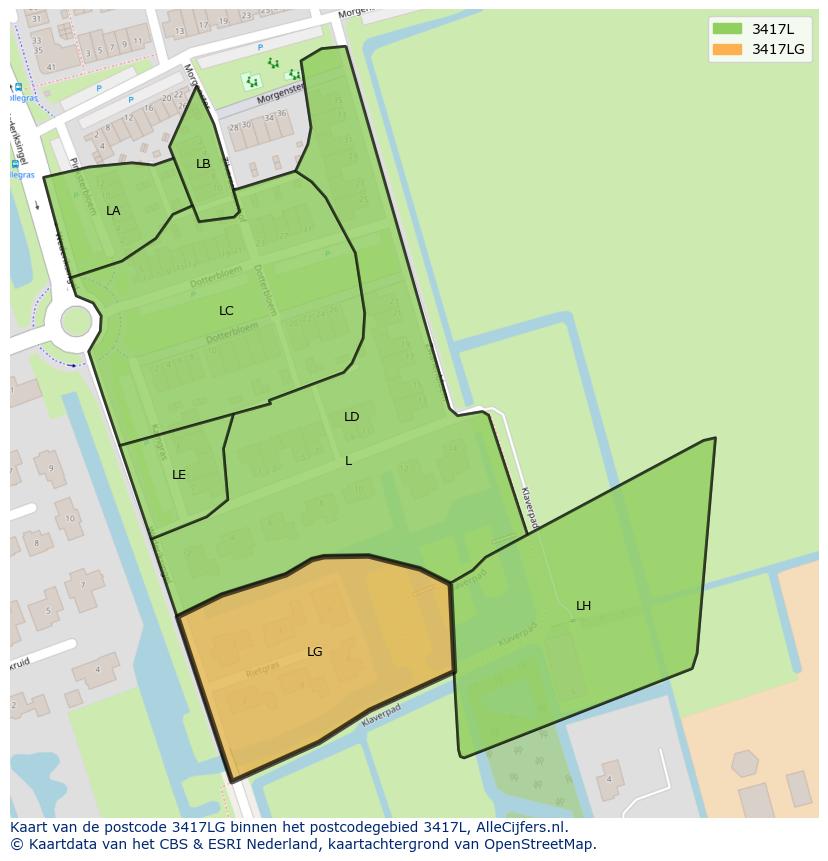 Afbeelding van het postcodegebied 3417 LG op de kaart.